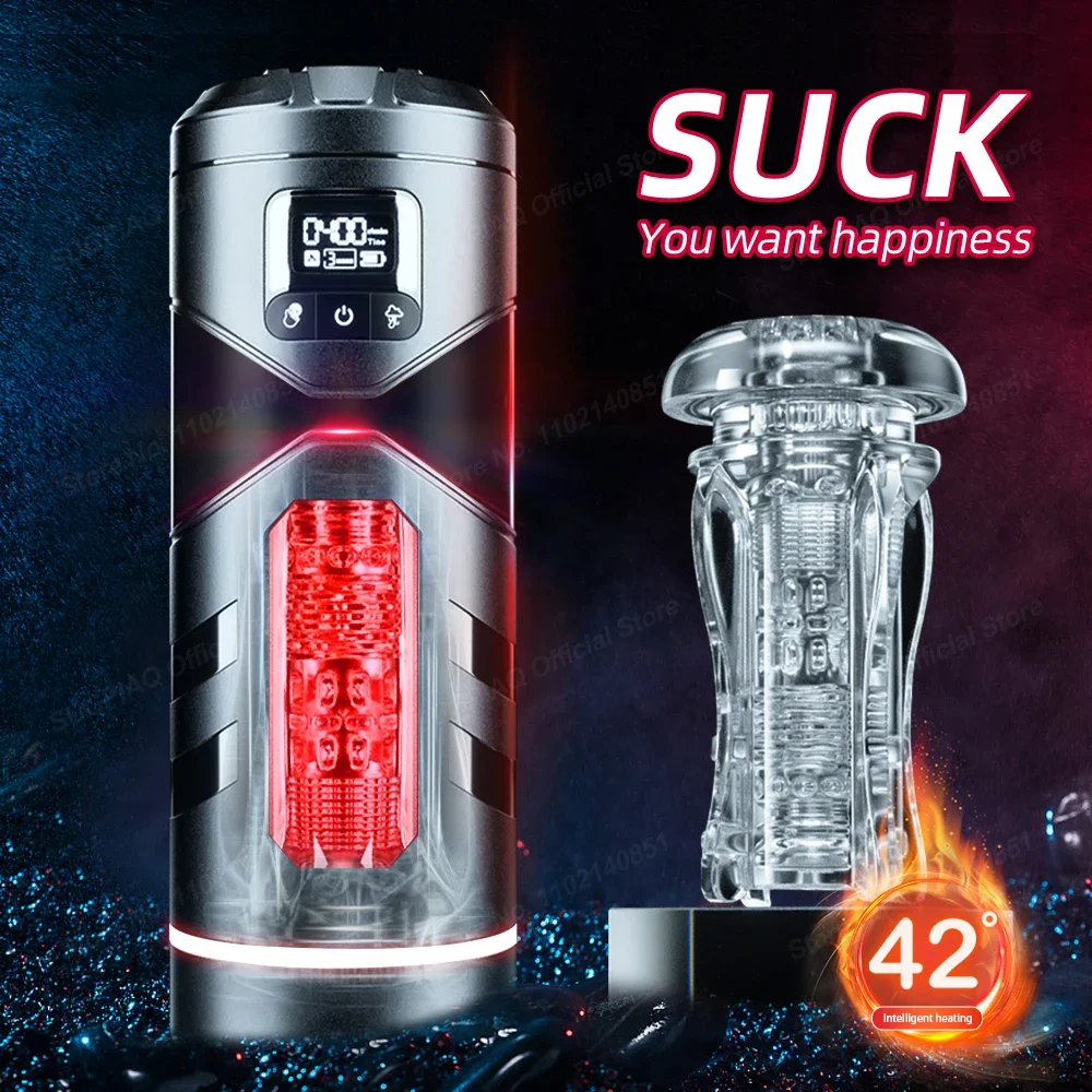 Automatic Heated Masturbation Cup for Men Sucking Pocket Pussy Adult Sex Toy Blowjob Machine Vagina Stroker Male Masturbators