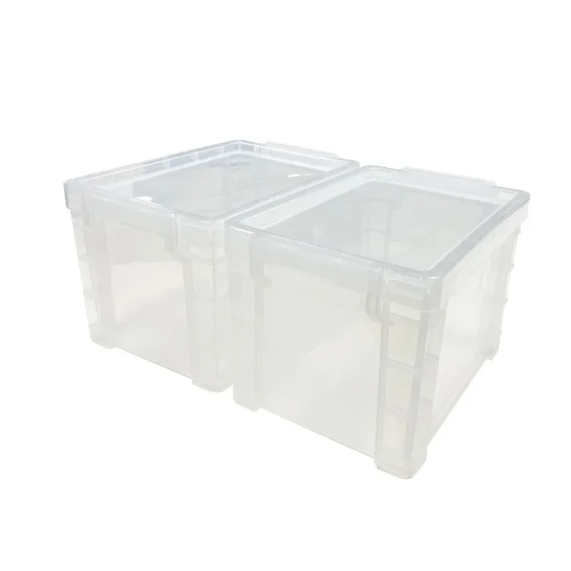 Stylo + engrenage pour adolescent, adulte, 4 pouces X 6 pouces. Boîte à cartes de rangement en plastique, boîte de rangement de bureau transparente