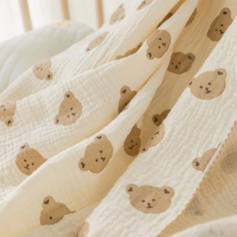 Cotton Swaddle Blanket Baby Floral Print Muslin Diaper New Born Crinkle Fabric Stroller Cover