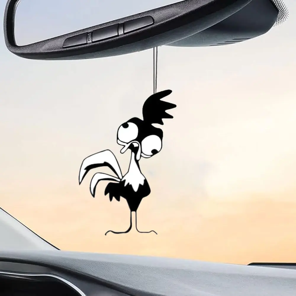 Dizzy Scrawny Chicken Car Duft-Aufhänger – skurriler Comic-Stil, Spiegel-Entlüftung zum Aufhängen, anhaltender Duft