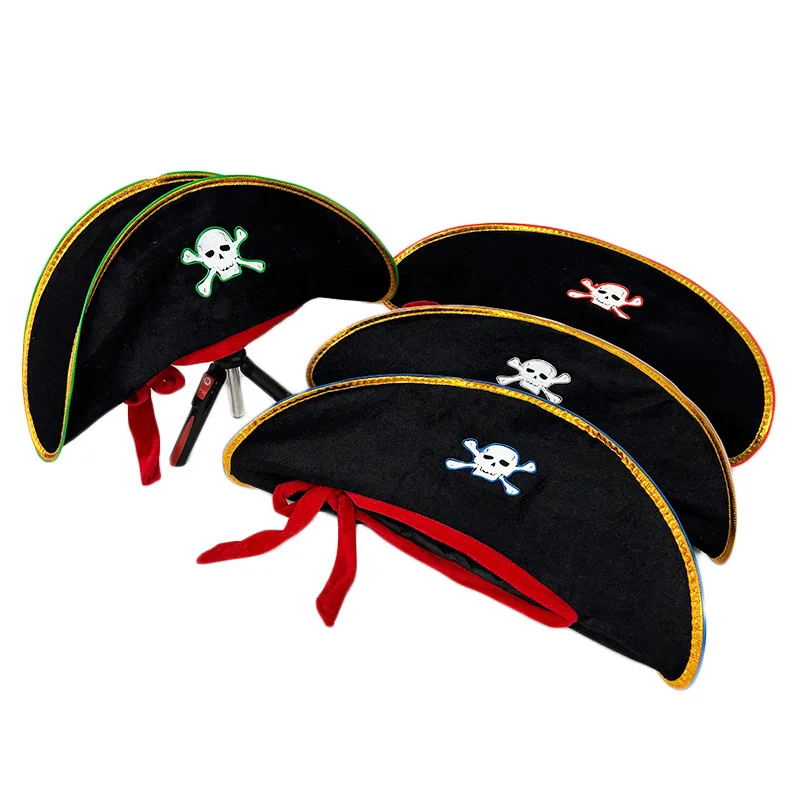 تضيء قبعة القراصنة LED الكبار قبعة القراصنة هالوين القراصنة زي للرجال النساء المراهقين هالوين حفلة تنكرية تأثيري