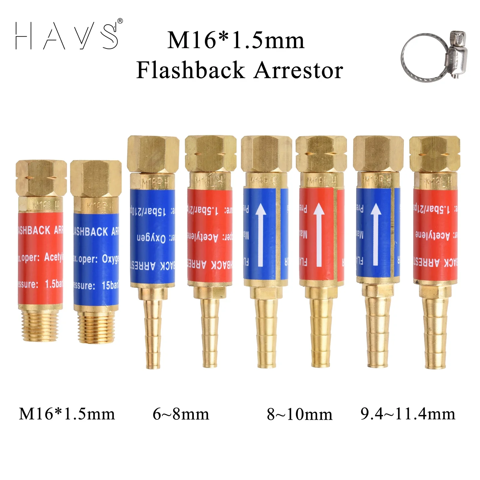 Flashback Arrestor Oxygen Acetylene Propane Check Valve Flame Buster M16*1.5 for Pressure Reducer Gas Regulator and Cutting Torc