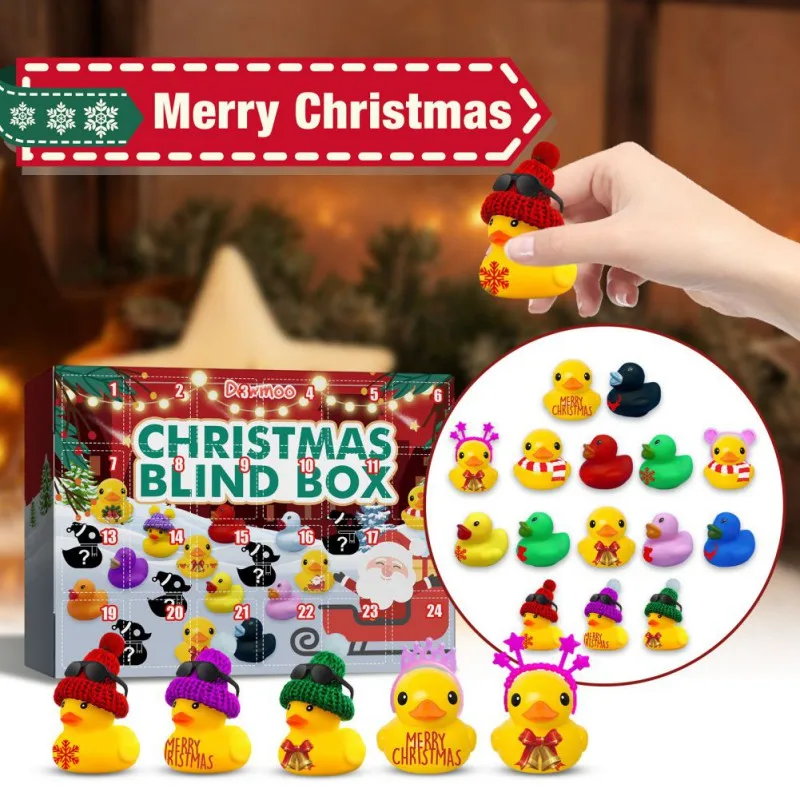 24pcs Christmas Advent Calendar Toy Box Set Cute Rubber Duck Mochi Animal New Year Countdown Stress Relief Kid Gift New Arrival