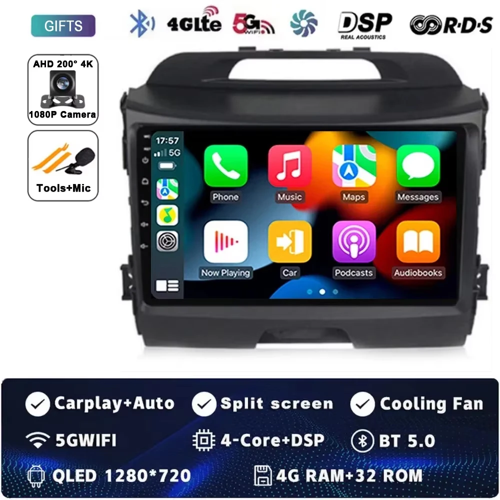 Android 15 Autoradio Android Voor KIA Sportage 3 Sportage R 2010-2016 Carplay Multimedia Speler autoradio 4G wifi Qualcomm 2din