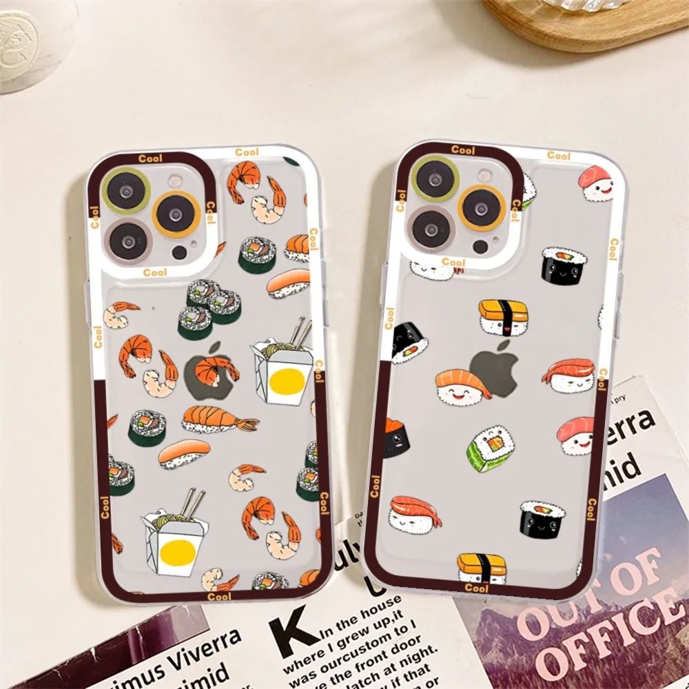 Cartoon Sushis Phone Case For iPhone 15 13 14 Pro Max XS XR 12 11 Pro 13 Mini Soft Clear Back Cover