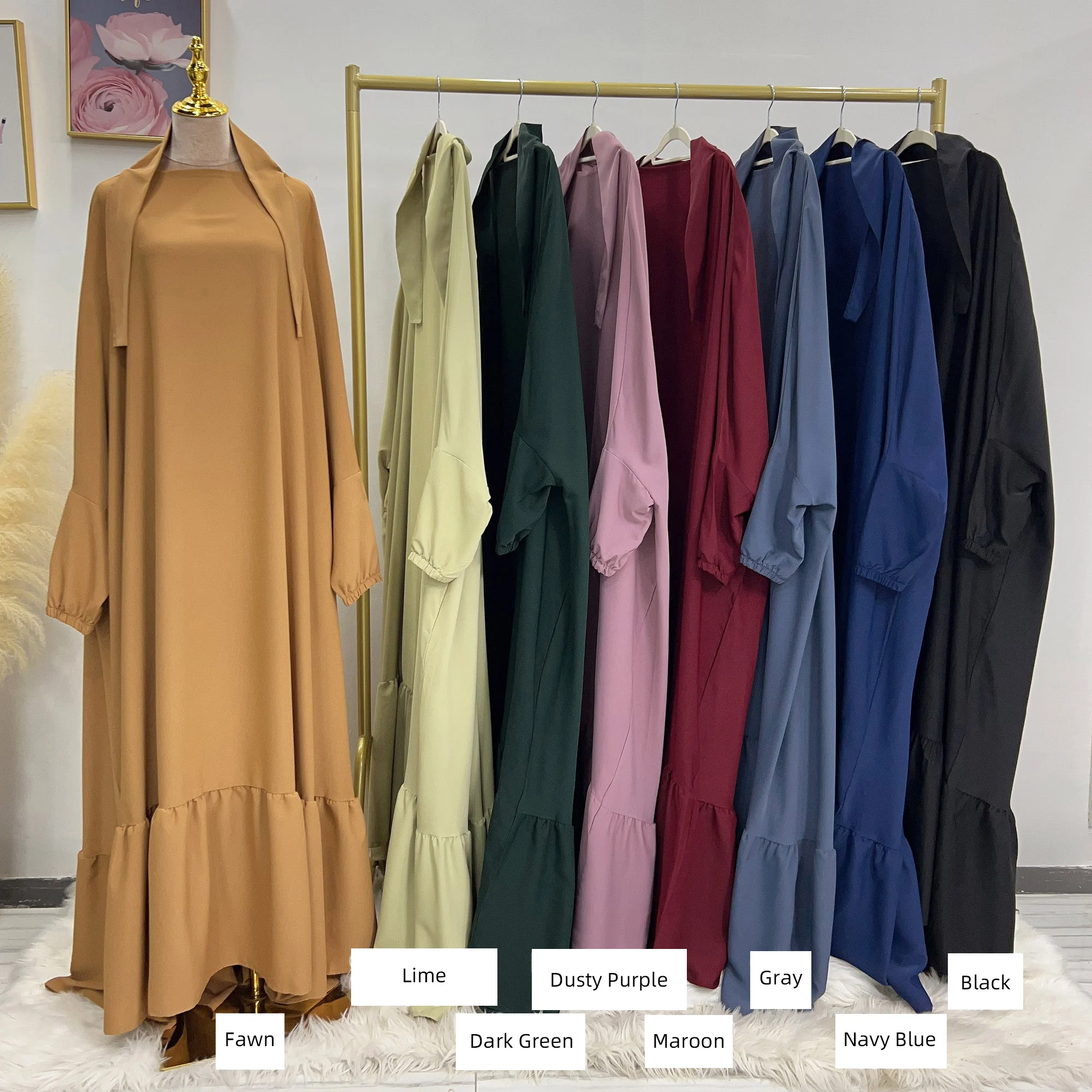 Jilbab, Prayer Abaya Women, Ruffles, Muslim Dresses, Hooded, Islamic Clothing, Dubai, Turkish, Hijabi Modesty, Ramadan, Eid