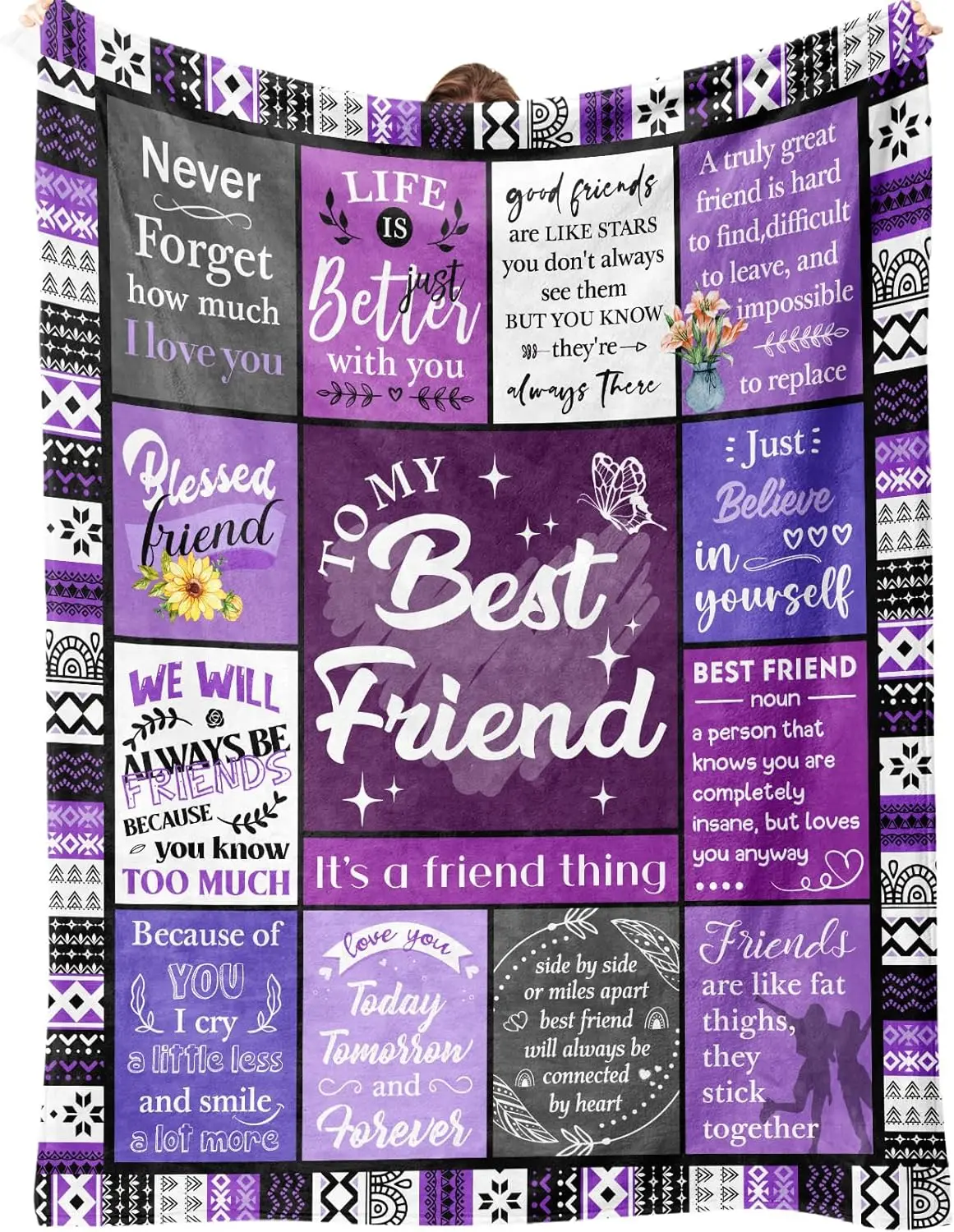

Best Friend Blanket Gift for Women 50x60in Soft Throw for Bestie, BFF, Soul Sister, Long Distance Friendship Birthday Present