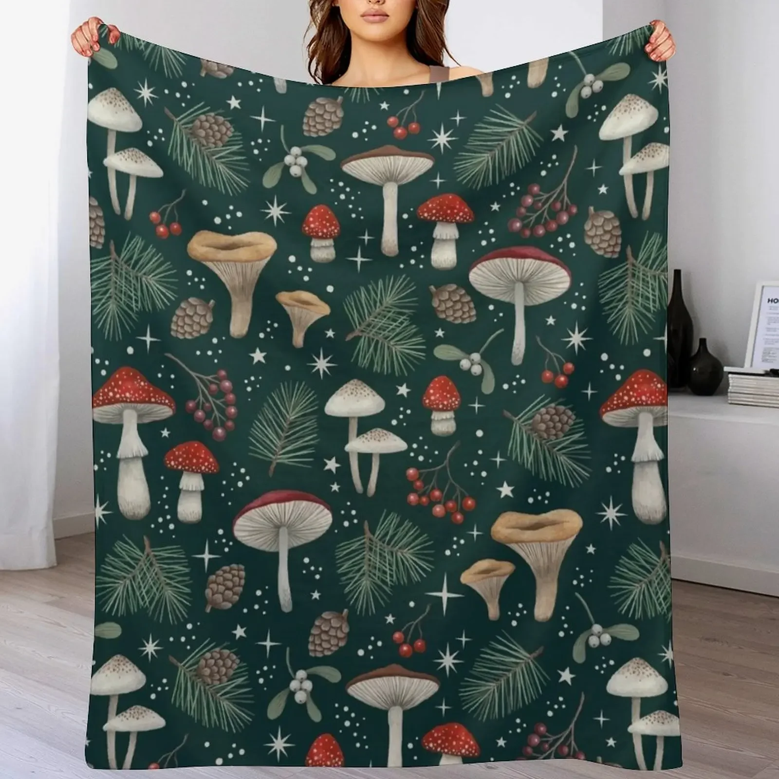 

Winter forest (Deep Green) Throw Blanket Sofas Flannels Sofa Throw For Baby Blankets