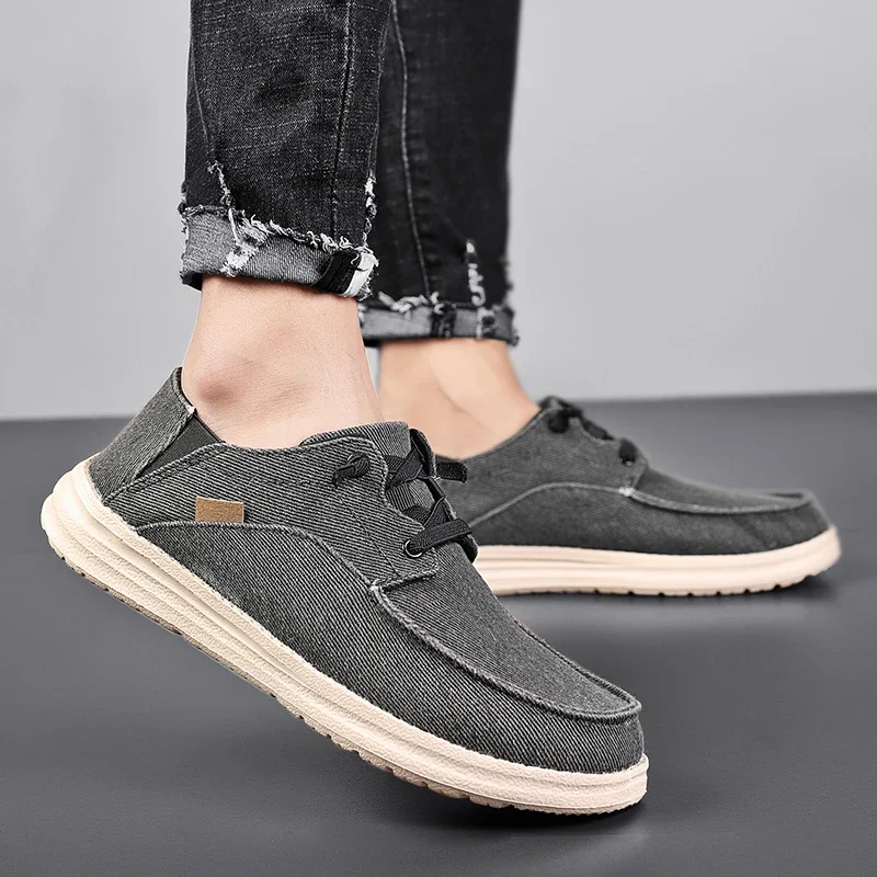 New Men's Casual Shoes Breathable Canvas Shoes Lightweight Men's Vulcanized Shoes Soft Flat Shoes Outdoor Men's Sneakers Loafers