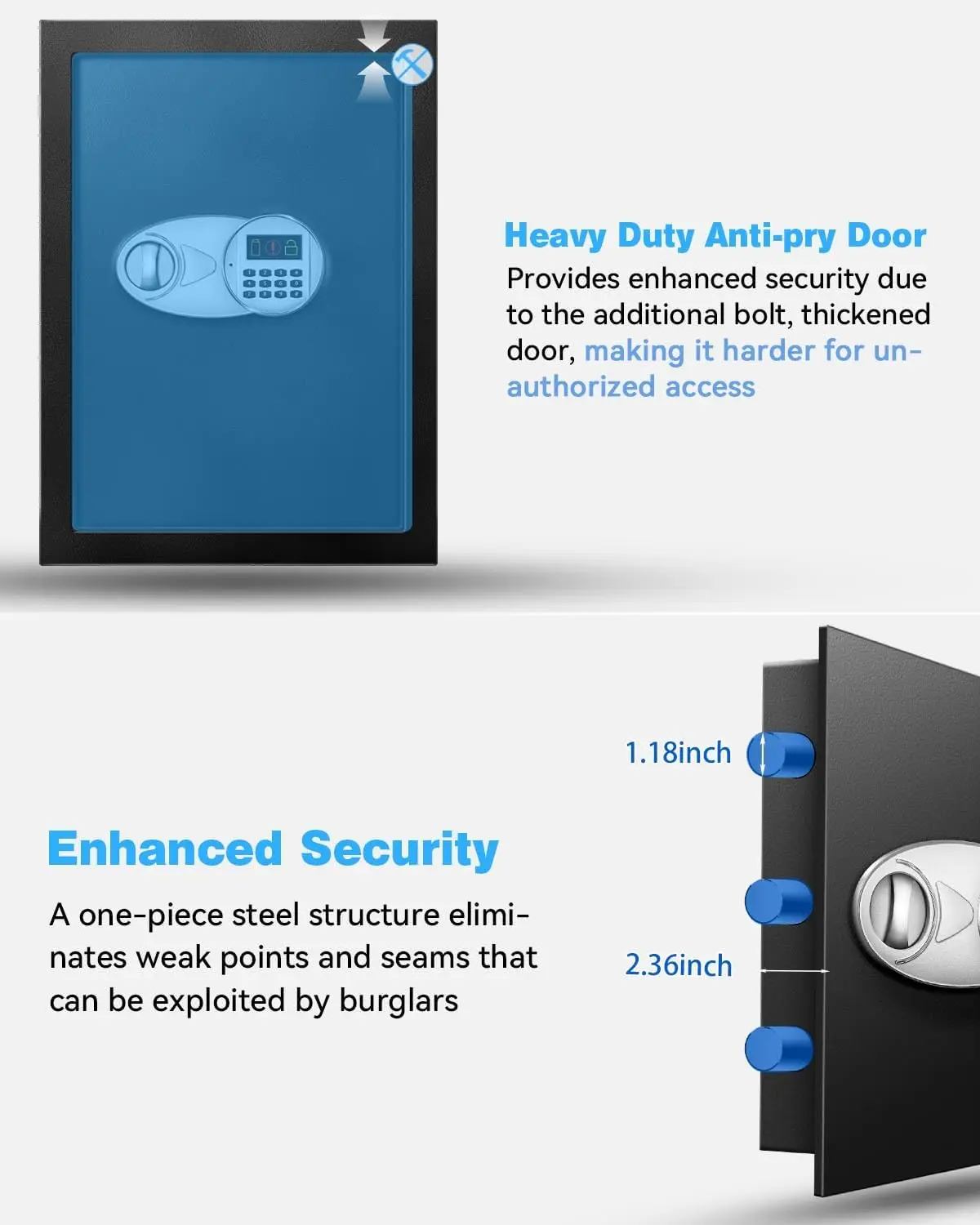 3.5 Cu Ft Fireproof Waterproof Safe Box for Home Use-Steel Electronic Digital Safety Box Personal Security Lock Box with Sensor