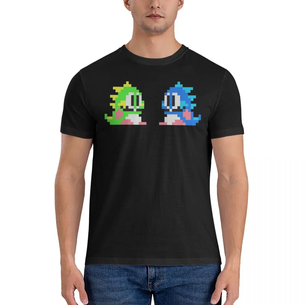 8-Bit Bubble Bobble Dragons Men T Shirt Novelty Tee Shirt Short Sleeve Crew Neck T-Shirts 100% Cotton Graphic Printed Clothes