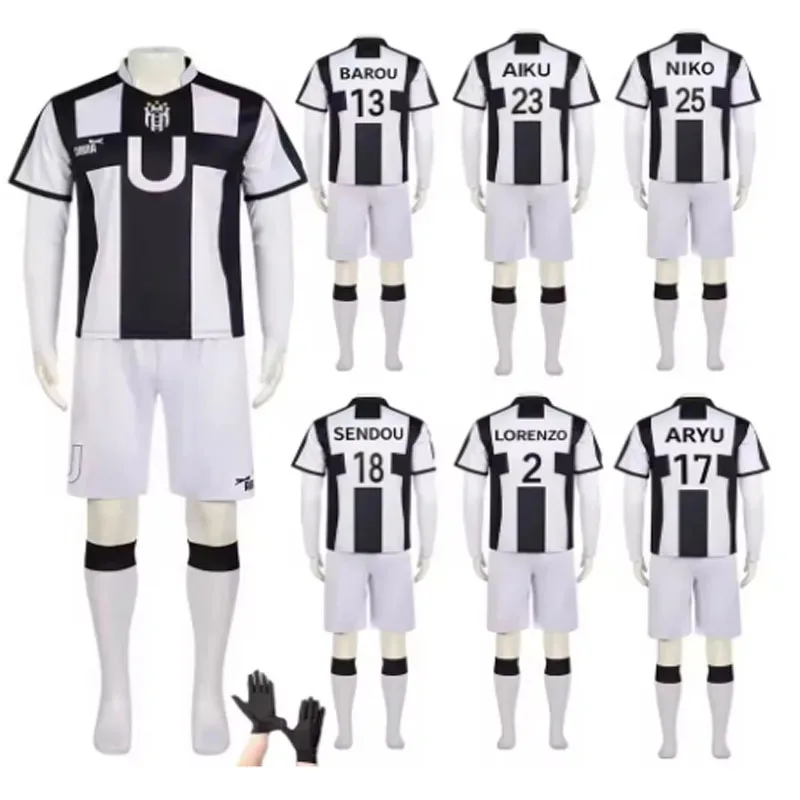 25COSBlue Lock Manga Anime Niko Barou Aiku Sendou Snuffy Lorenzo Aryu أزياء تنكرية شعر مستعار شبكة وردية زي كرة القدم للهالوين Su