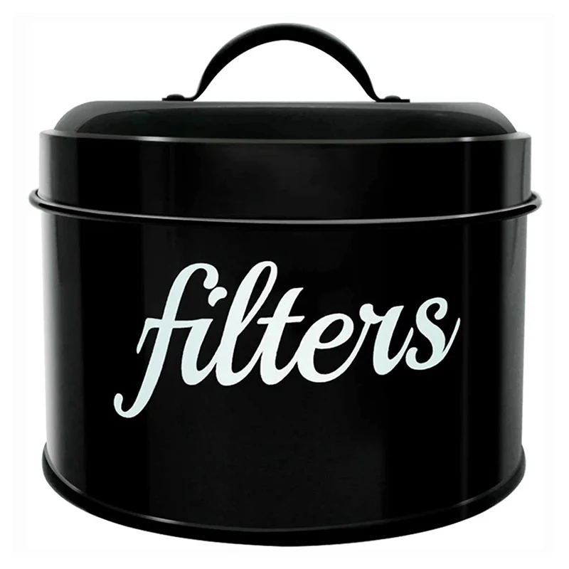 

Coffee Filter Holder, Enamel Basket Coffee Filter Storage Container with Lid, Coffee Bar Counter Decor Accessories