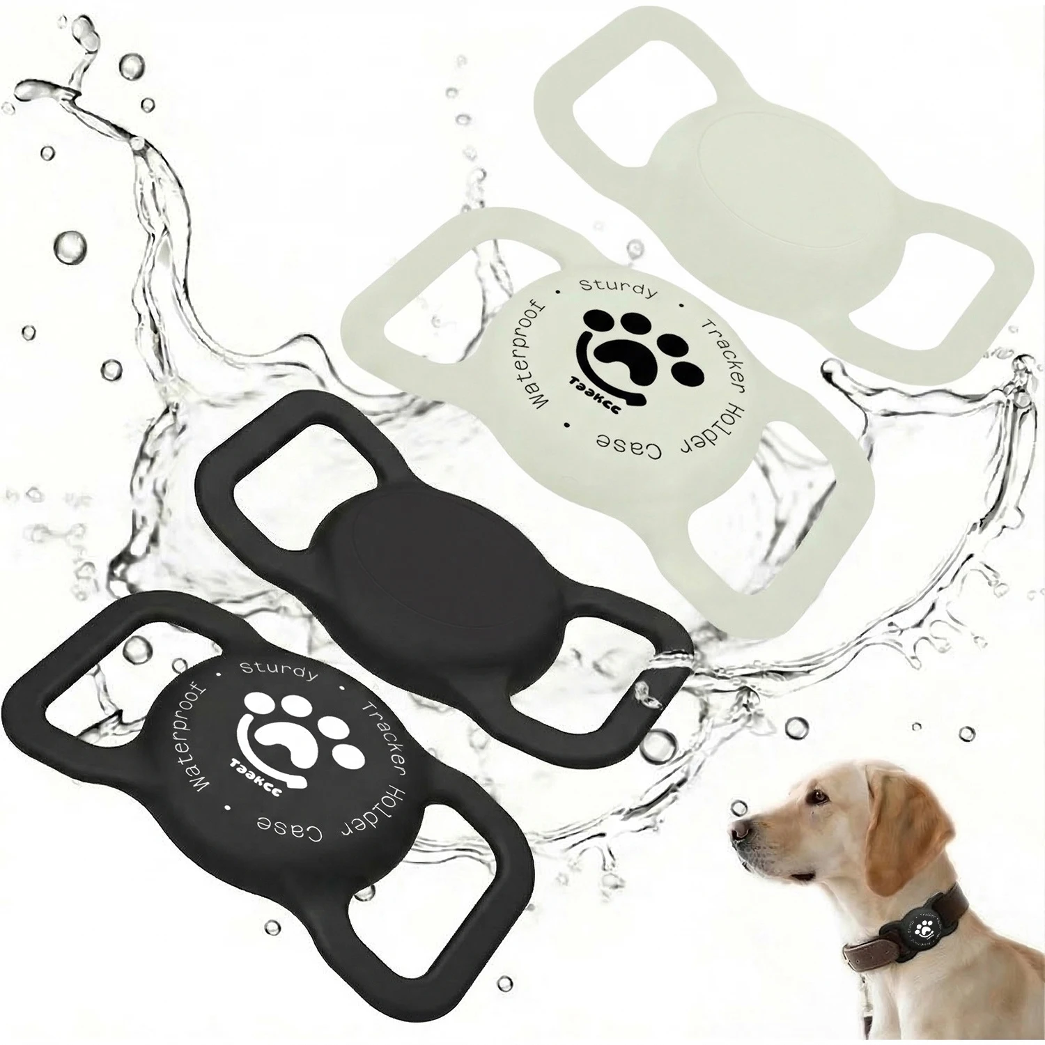 TAAKCC IP68 Waterpoof Dog Airtag Holder, Stretchy Silicone Full Body Covered Holder for Apple Air Tag for Dog Cat Collar