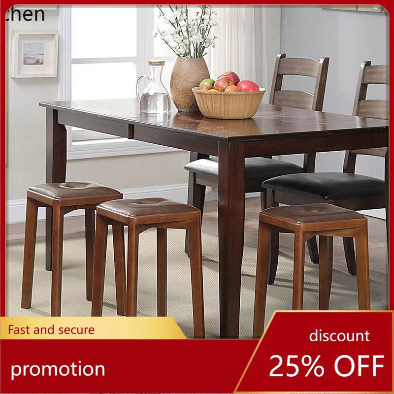 

HXL Solid Wood Round Stool Living Room Dining Side Low Stool Small Bench Living Room Decoration