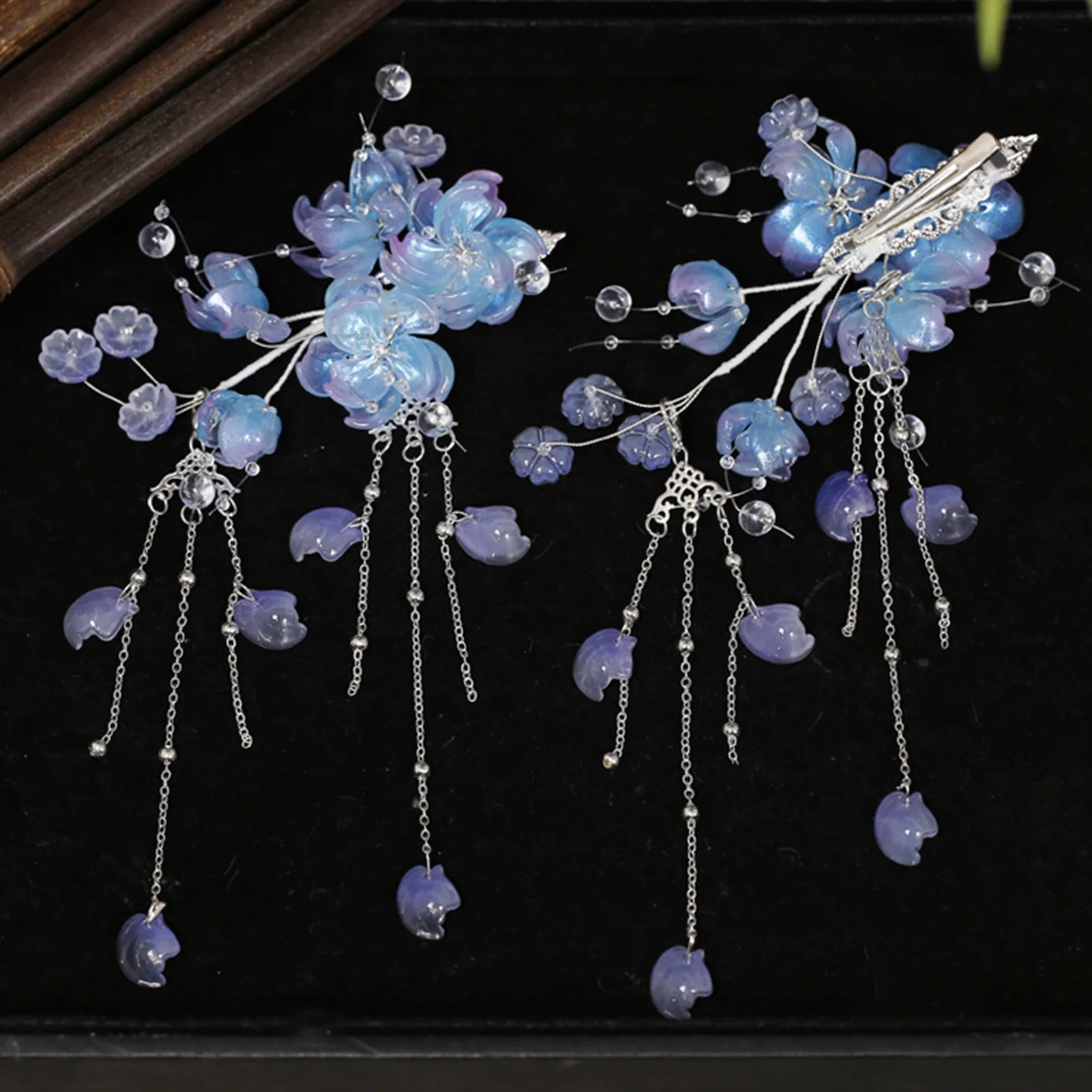 1 Paar Vintage-Haarspangen, trendige handgefertigte Haarnadeln mit Blumenquasten, Hanfu-Kleid, exquisite Kopfbedeckungen, eleganter Schmuck, Haar-Accessoires – Detail 19
