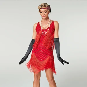 Mini -Flapperkleid mit Snacks von Pailletten und Stress, Kurzkleid der 1920er Jahre, große Dame, Gatsby, 1920, großer Gatsby, neu, 2020 8 Hauptverkäufe langes Chiffon gepresstes Kleid - №2