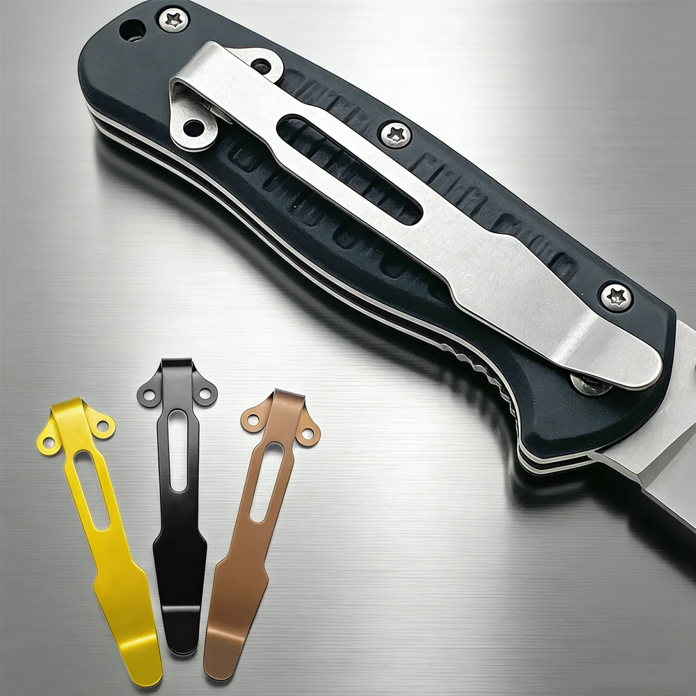 High Hardness 420 Stainless Steel DIY Folding Knife Clip Corrosion Resistant Pocket Back Clip with 3 Stainless Steel Screws