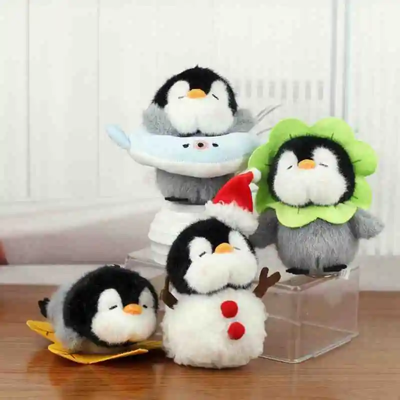 Cute Penguin Plush Pendant Toy Baby Comfort Sleep Doll Fluffy Snowman Maple Leaves Clover Swim Ring Penguin Stuffed Animal Gift