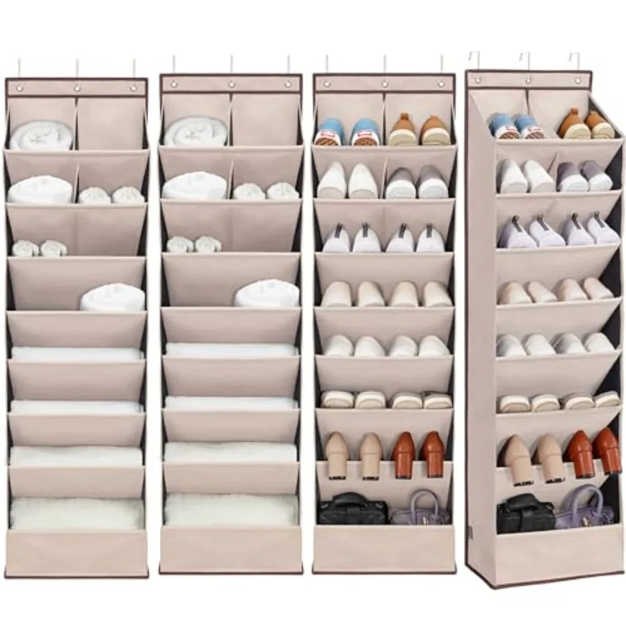 

4 Pack Shoe Organizer with 6 Extra Large Pockets and 4 Large Pocket, Over the Door Sturdy Closet Storage Rack, Hanging Shoe Org
