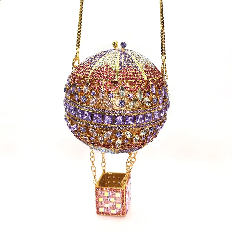 

Fashion women evening party handbag diamonds hot air balloon purses luxury crystal clutches bridal wedding party purses bag
