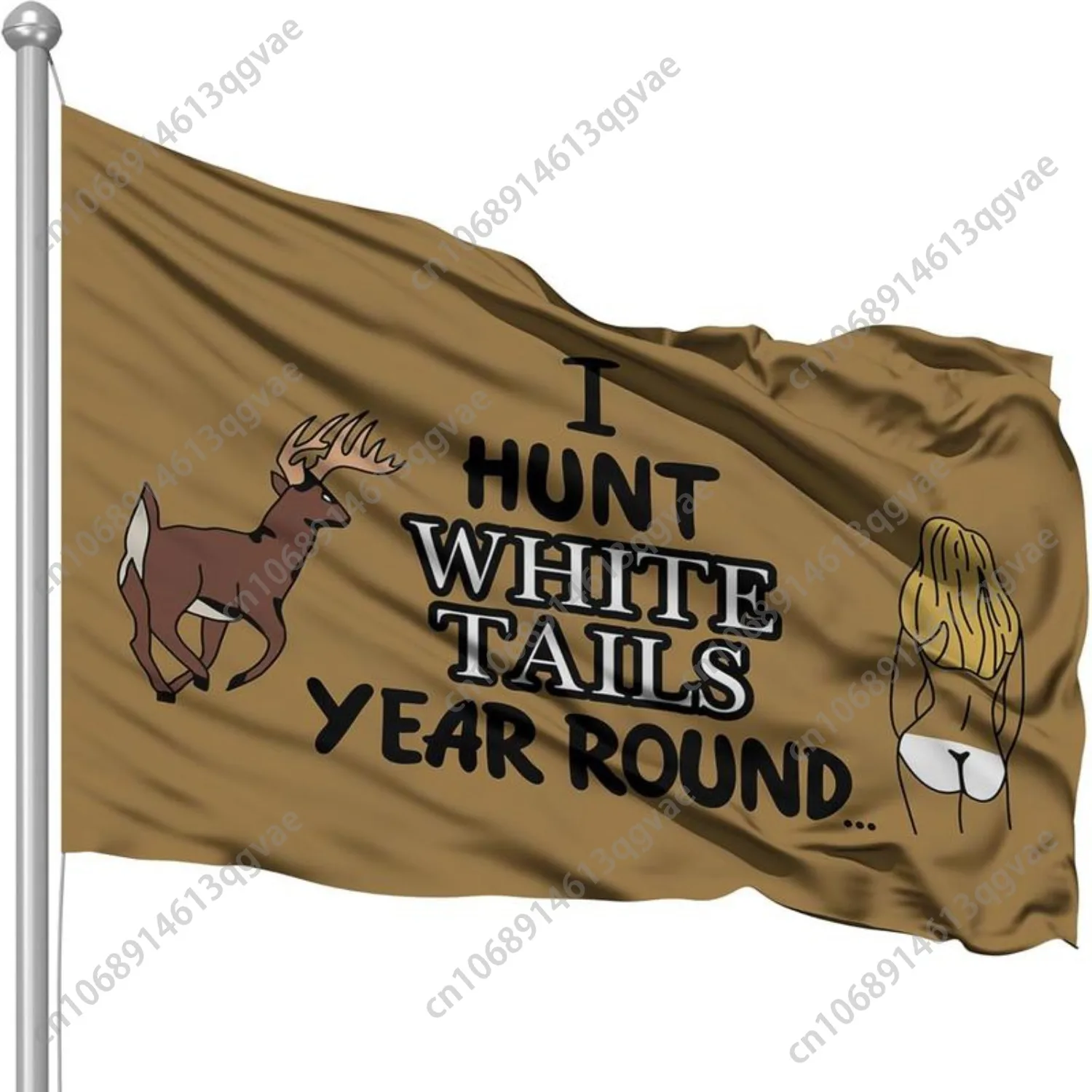 أنا صيد ذيول بيضاء سنة جولة العلم نسيج البوليستر للكلية النوم غرفة ديكور راية الأطراف الهدايا راية ديكور مخصص #5