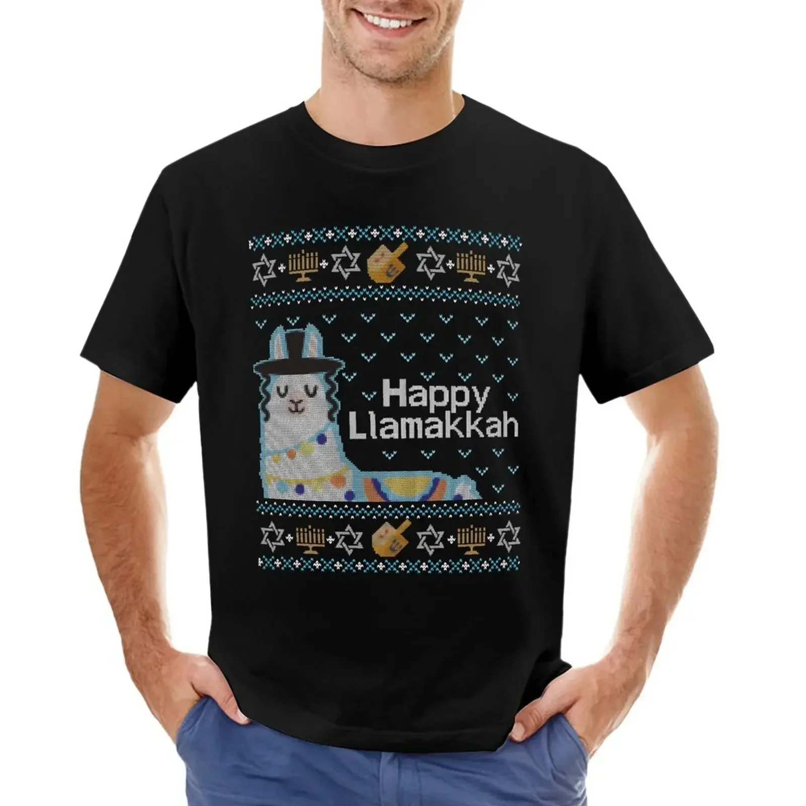 Funny Ugly Hanukkah Sweater, Llama Llamakkah T-shirt customs cute clothes hippie clothes Men's t shirts