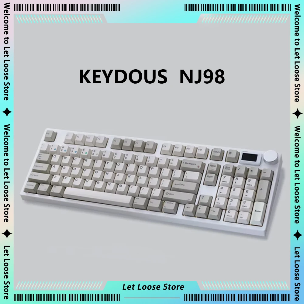 Keydous NJ98 98 Keys Mechanical Keyboards 2.4G Wireless Bluetooth Three Mode Hot Swap RGB Backlight Gaming Keyboard for E-sports