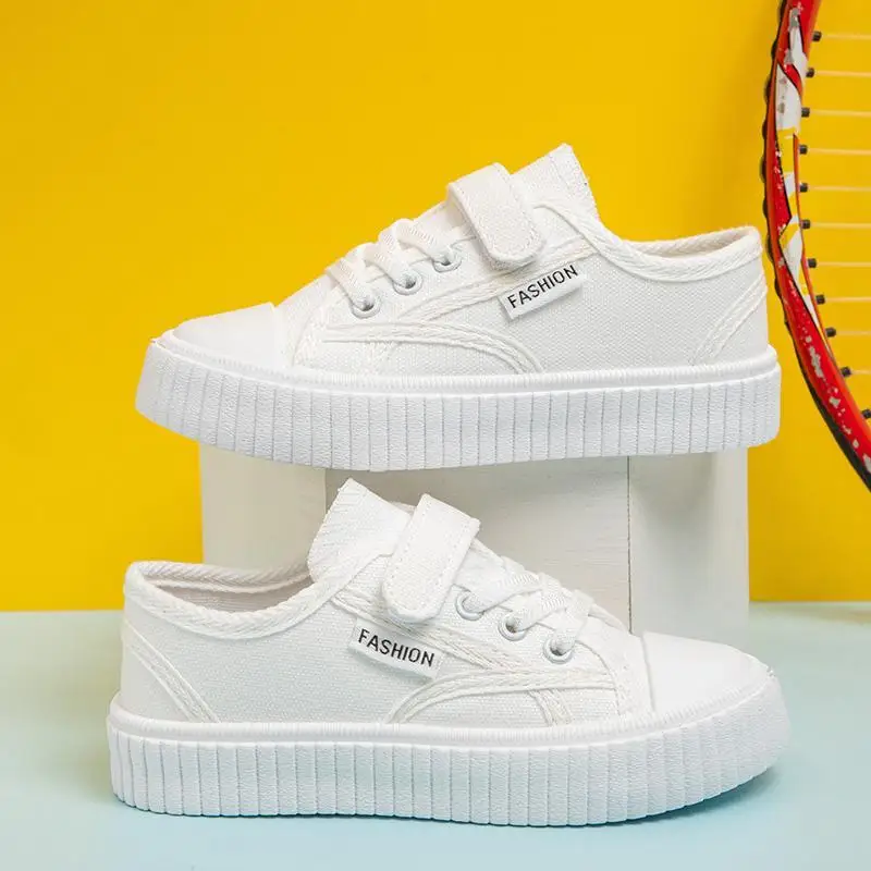 

Kids Canvas Shoes Unisex Boys Girls Spring Summer Breathable Thin White Casual Sneakers School Student Performance Shoes