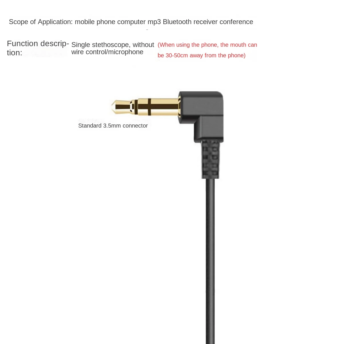 Auricolari a molla da 3.5mm cuffie laterali singole auricolari cuffie cablate per telefono cellulare Computer MP3