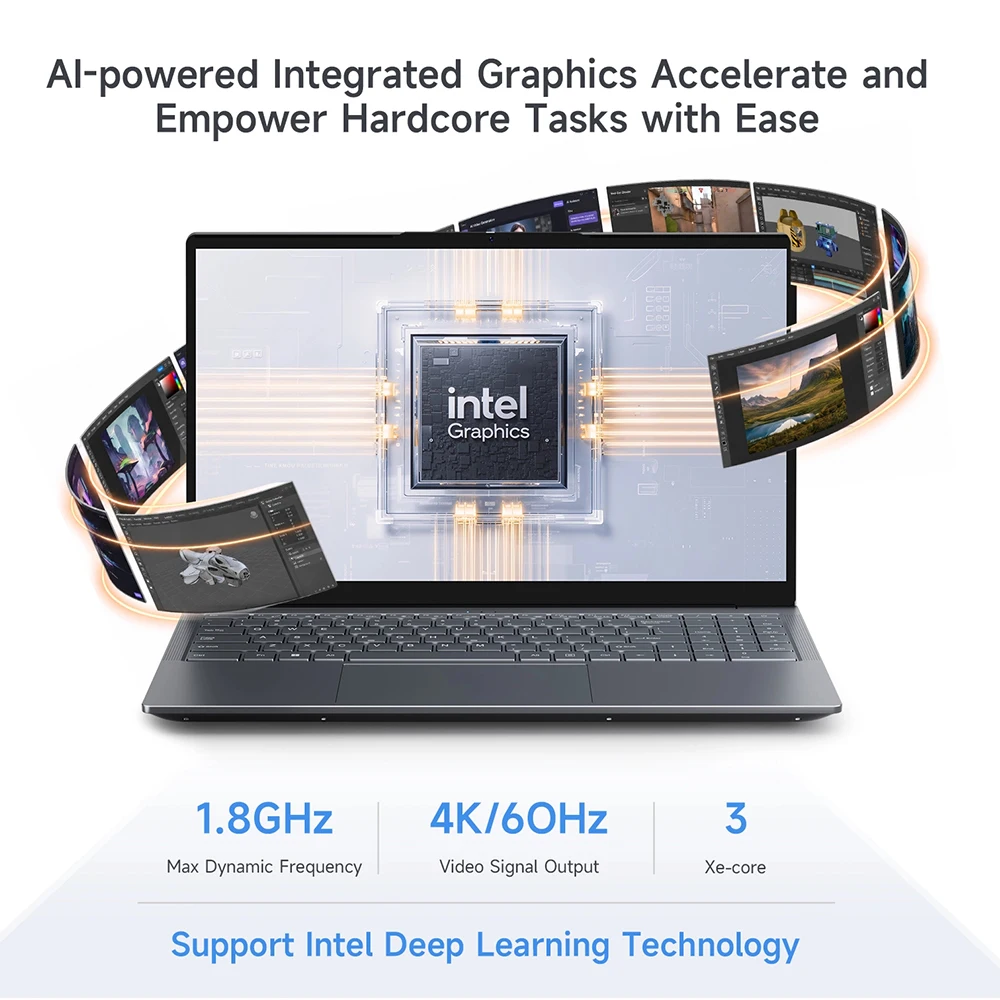 Bmax X17 Turbo, portátil de 15,6 pulgadas con 16 GB de RAM, disco SSD de 512 GB, procesador Intel Ultra 5 115U, Windows 11 Pro, resolución de 1920 x 1080, HDMI, Wi-Fi, USB.