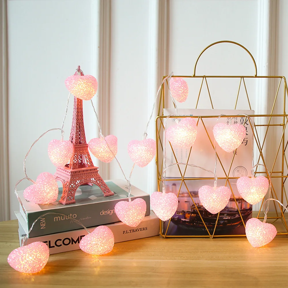 

Heart String Lights Battery Powered Valentine's Day Fairy Lights Wedding Party Decorations for Home Window Bedroom Indoor Decor