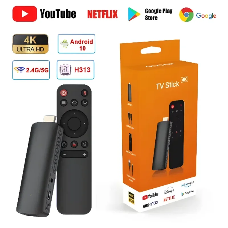 D6 Android TV Stick Allwinner H313 Type C 4K 2GB RAM 16GB ROM UHD 2.4/5.8G WiFi Android 10 H.265 Smart Sticks Android TV Stick