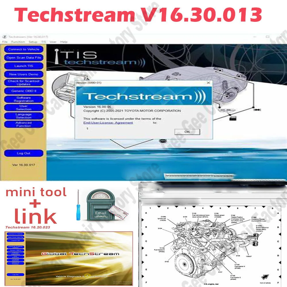 Techstream 16.30.013 OBD2 Scanner Car Maintenance Tools Applies to V16.30.013 ECM ECU mini VCI Reprogrammed Diagnose Programming