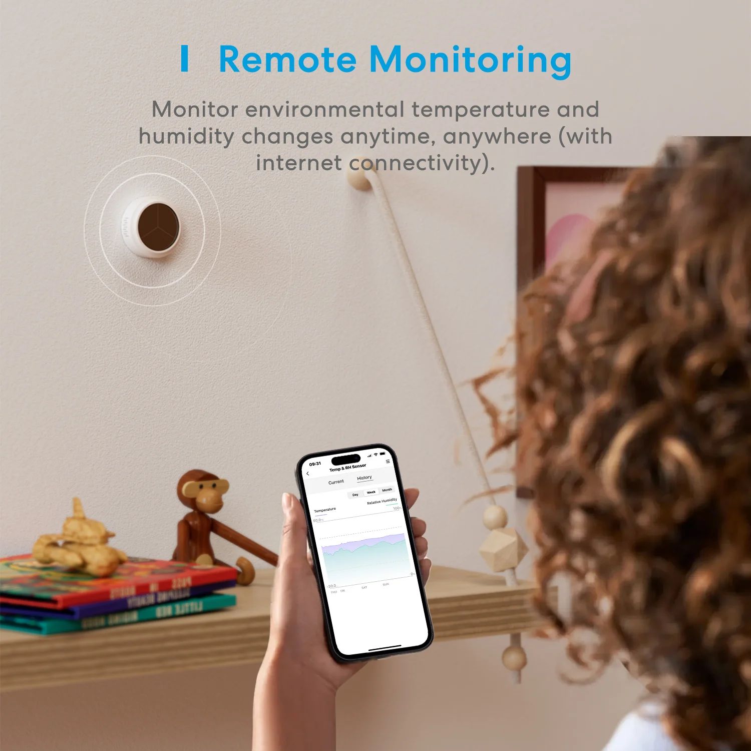 Meross New WiFi Smart Temperature Humidity Sensor Indoor Hygrometer Remote Monitor Thermometer Sensor Works with Homekit