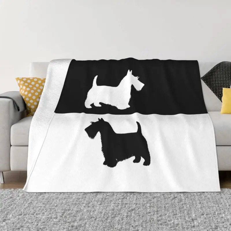 Scottish Terrier Blankets Comfortable Soft Flannel Summer Scottie Dog Throw Blanket for Couch Travel Bedding