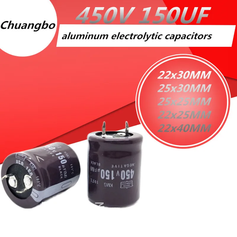 

2pcs-5pcs 450V150UF Higt quality aluminum electrolytic capacitor 150UF 450V 25*30 22X30 25X25 22x40MM