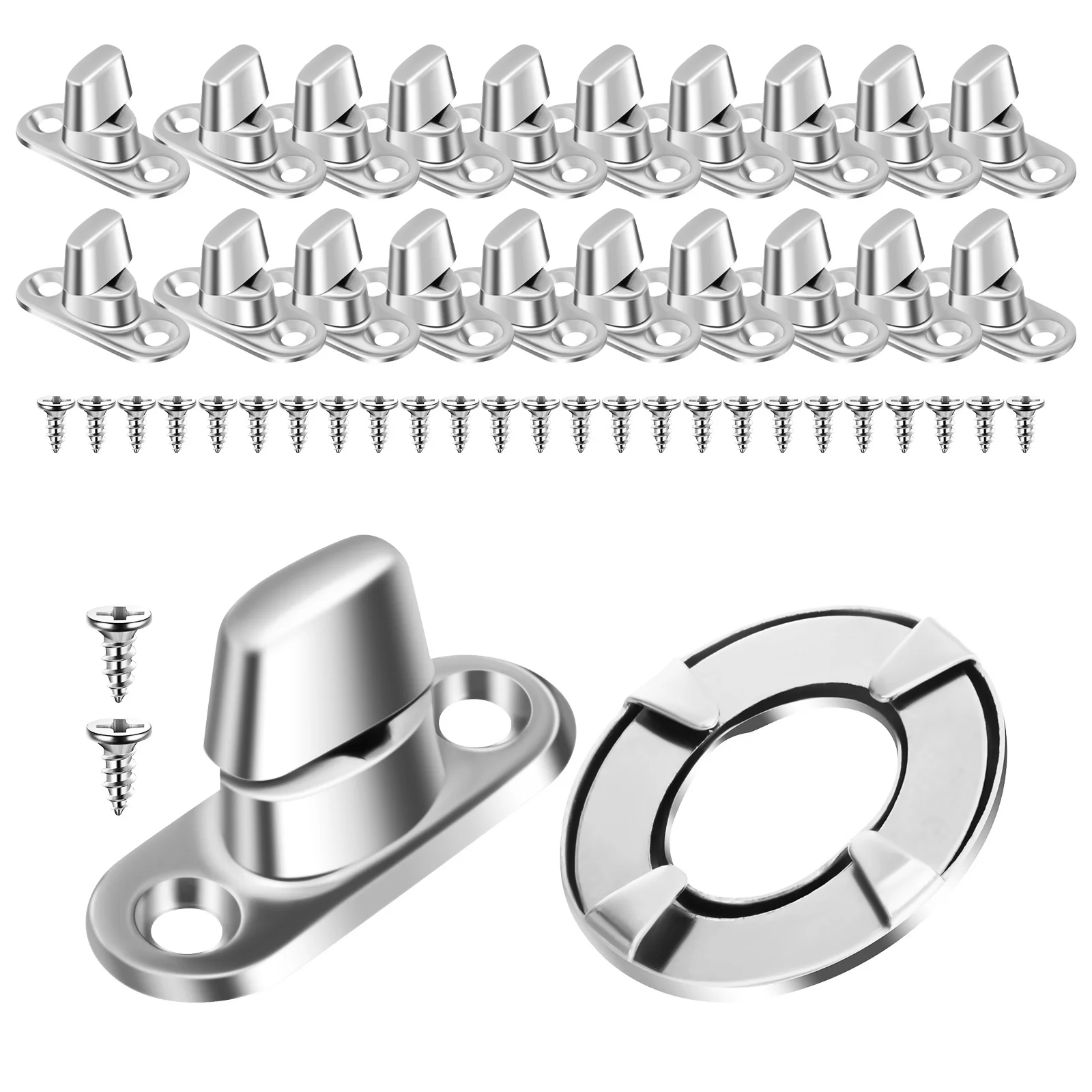 

20 Sets Marine Metal Fasteners Turn Button Mounting Screws for Canvas Boats Rv Tarp Grommet Fasteners Heavy Duty