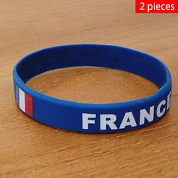 2pcs France National Flag Wristbands Sports Silicone Bracelet Men Women Rubber Band Patriotic Commemorative Fashion Accessory