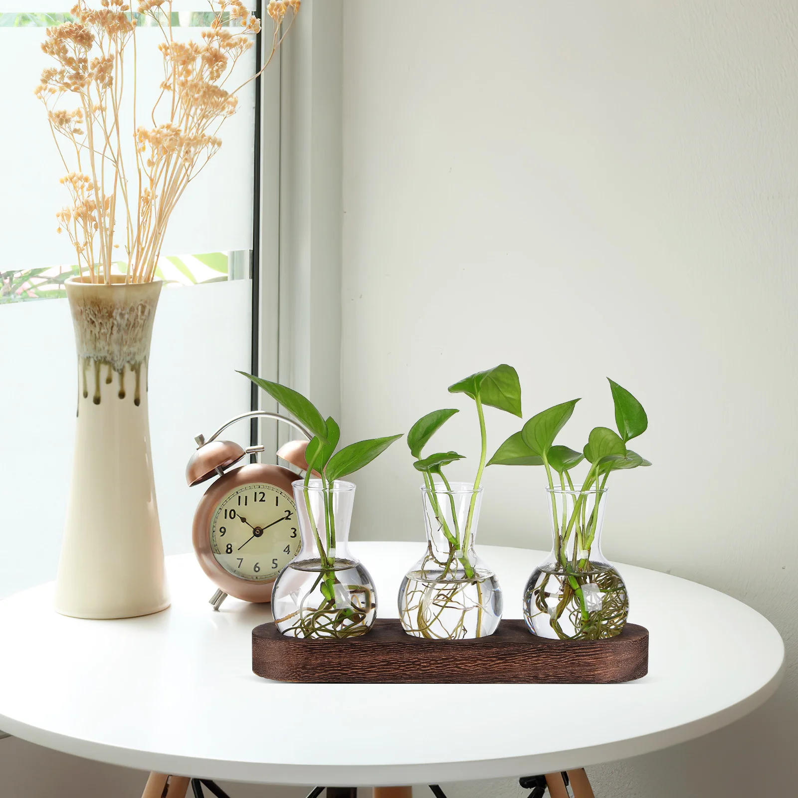 

1Set Clear Hydroponic Glass Vase Desktop Planter Propagation Container Table Centerpiece Home Office Decor Propogation Station