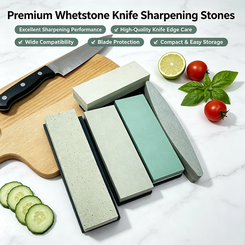 Professional Knife Sharpening Stone Kit 400/1000 3000/8000 Grit Non-slip Bamboo Base Whetstone Angle Guide for Household Tools