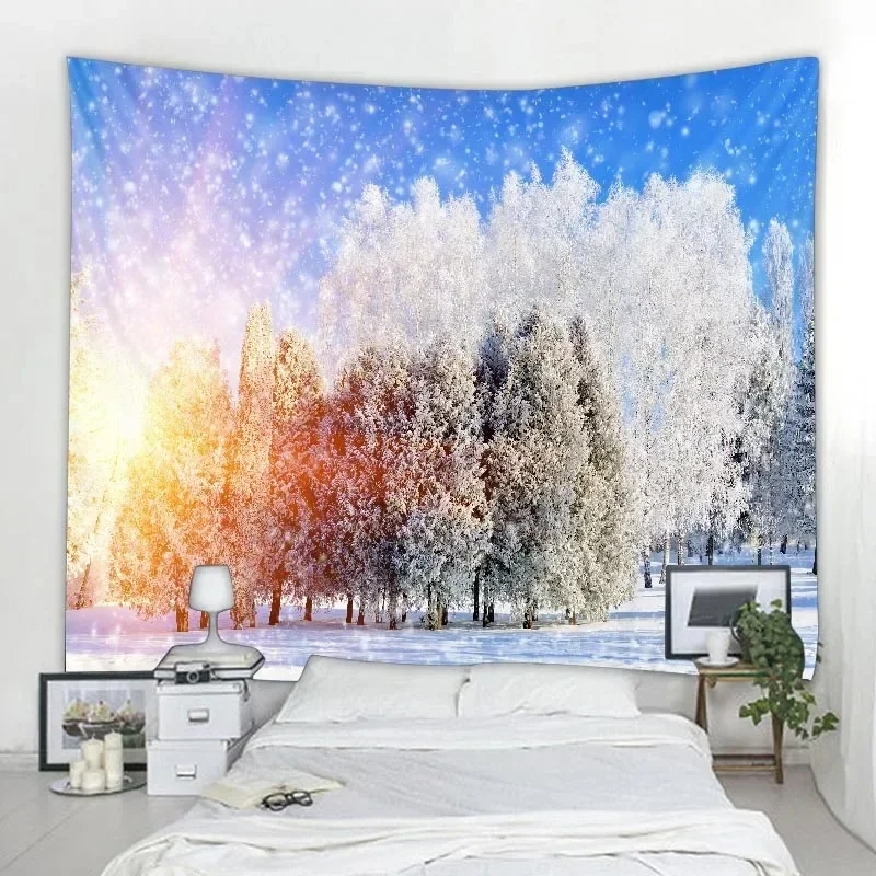 Christmas Snow Scene Decoration Home Living Room Bedroom Wall Decoration Tapestry