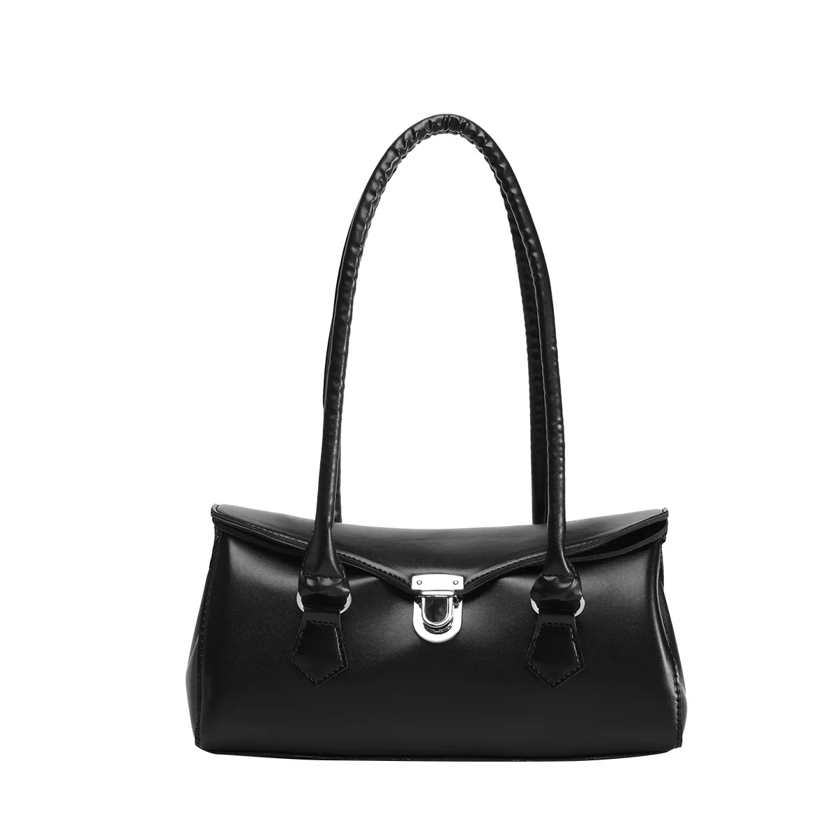 

Premium Retro Boston Shoulder Bag for Women PU Leather Underarm Bag with Metal Buckle Fashion Casual Purse for Work Party Travel