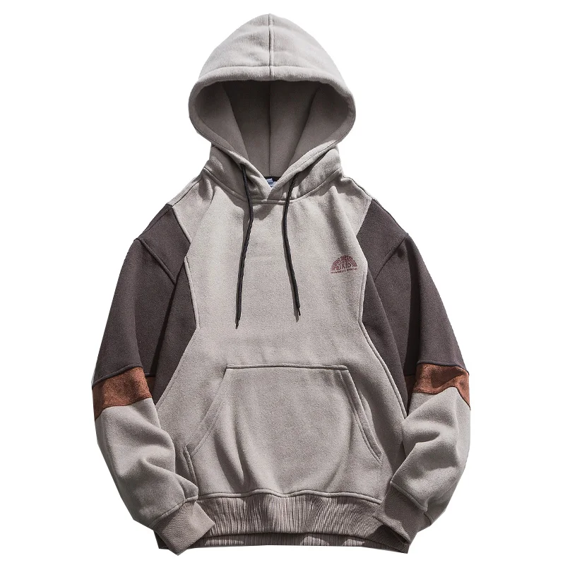 Mùa Thu Đông Thời Trang Hàn Quốc Chất Lượng Cao Trang Miếng Dán Cường Lực Áo Hoodie Nam Quần Áo Bông Tai Kẹp Nhật Bản Dạo Phố Hip Hop Áo