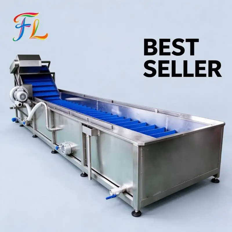 Fruit & Vegetable Washing Machine Commercial Air Bubble Washer SS304 Stainless Steel Remove Pesticide Residue Food Processing