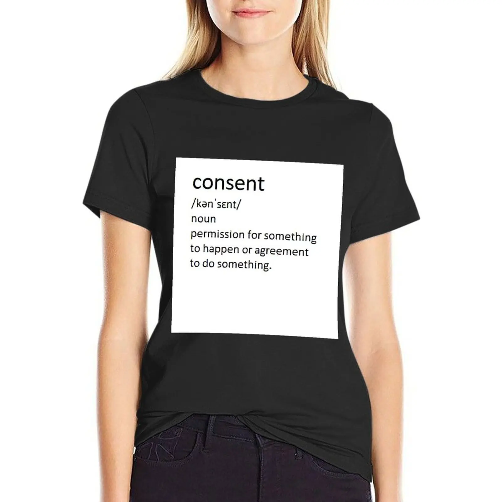 Consent T-Shirt Short sleeve tee summer tops cute clothes Women's cotton t-shirt