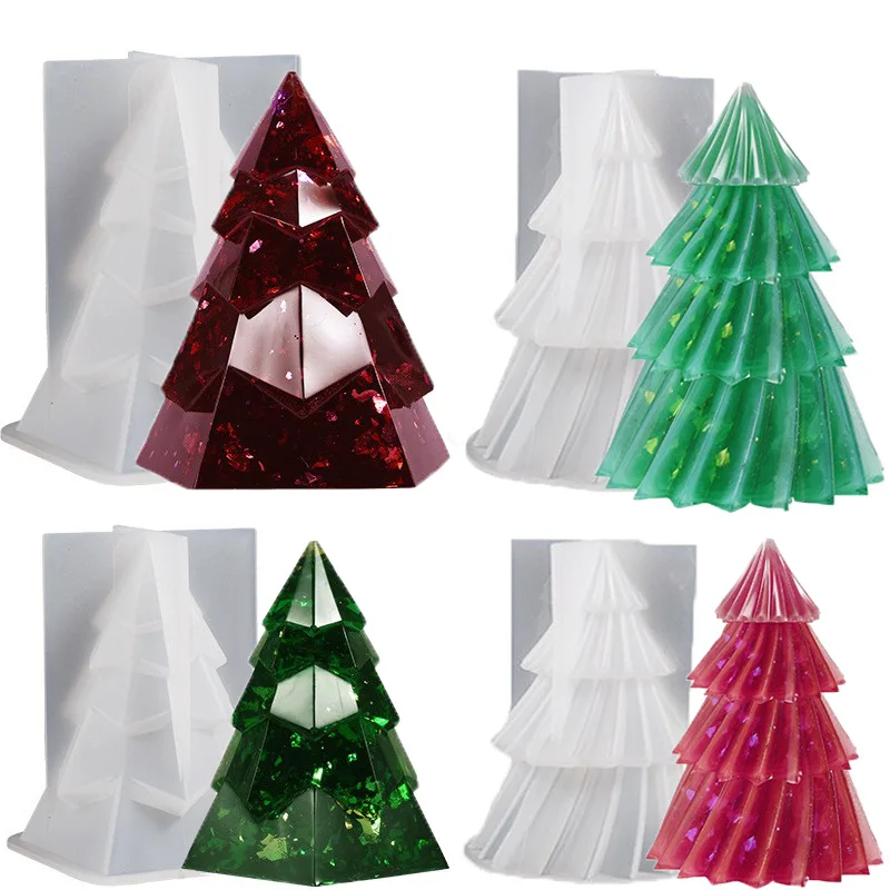 9Types Christmas Trees-Shaped Silicone Molds Used to DIY Create Unique Chrismas Candle Fragrances Or Night Lights Or Ornanment