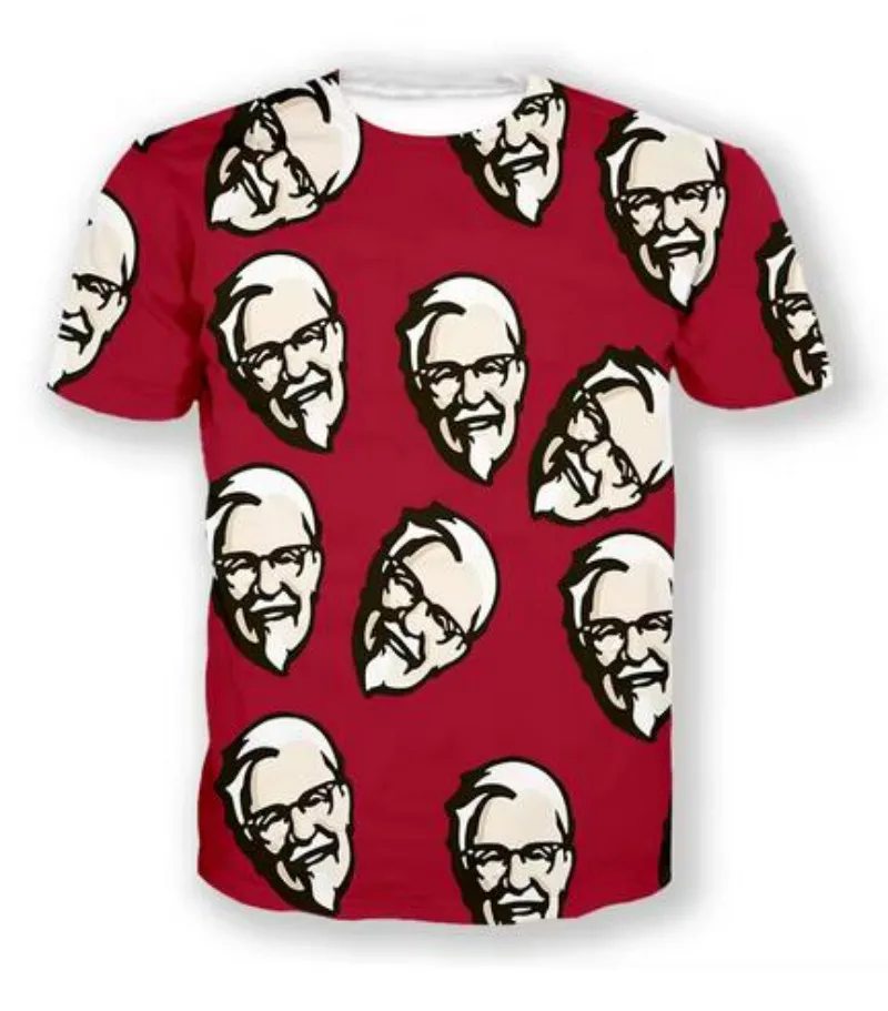 New Fashion Men/Women KFC Pattern 3D Print Short Sleeve T-Shirt  Hip Hop Summer T Shirt Tops Casual Oversized Streetwear