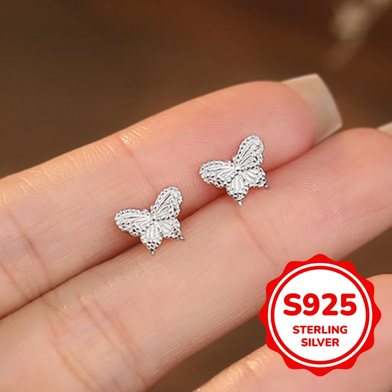 

S925 sterling silver butterfly earrings for women simple classic fashion elegant light luxury retro daily life leisure