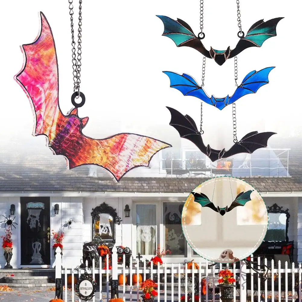 Acrylic Colorful Bat Ornaments Gothic Bar Mall Ktv Festival Decor Decoration Living Party Room Halloween Pendant Garden Hom K5e4